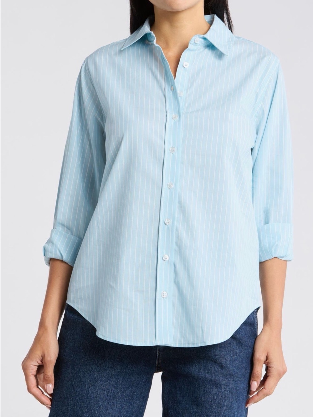 Leith Cotton Pinstripe Button Down Shirt